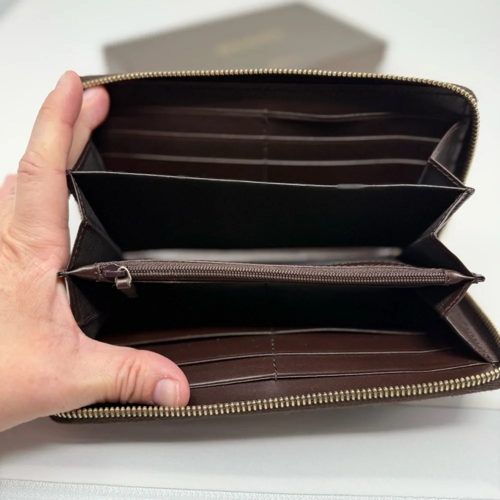 Gucci Dark Brown Guccissima Leather Zip Around Wallet with Box - Picture 10 of 12